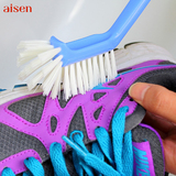 日本AISEN多功能L型双头洗鞋刷 运动鞋清洗刷 长柄清洁刷洗鞋刷子