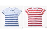 【夏款现货】韩国童装 bean pole 女童两色翻领条纹短袖T恤