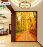 3D视觉大型壁画壁纸 电视客厅沙发背景墙纸空间拓展枫叶 秋天树林