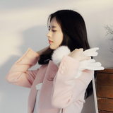 2016春装韩版新品中长款薄款粉色大衣 羊毛修身显瘦毛呢外套女