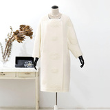 VITAMINE原创设计师立体织花简约复古茧花呢羊毛大衣中长款女装
