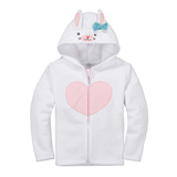 2014年新款小童秋装 女童卫衣外套 宝宝拉链衫连帽白色上衣小兔子