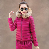 加绒加厚运动套装韩版女装秋冬季休闲衣服yd羽绒服女三件套时尚潮