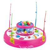 儿童钓鱼玩具电动旋转双层音乐磁性钓鱼套装宝宝益智玩具1-2-3岁