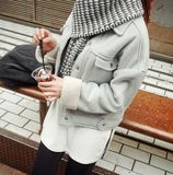 Cherrykoko韩国正品代购加厚保暖羊羔毛绒软皮革夹克短外套女韩版