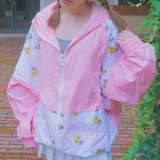 韩国ulzzang春装粉色软妹卡通宽松休闲连帽长袖外套棒球服学生女
