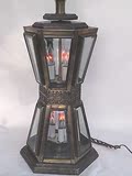代购 古董台灯灯罩好莱坞摄政6-Lite烛台镶玻璃的落地灯黄铜古董