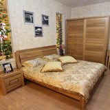 榆木简约公主床美式欧式大床白橡木色家具 卧室家具双人床实木床