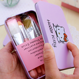 韩国可爱kitty便携式化妆刷子套装初学者收纳盒专业彩妆工具批发