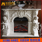 简约美式大理石壁炉装饰品摆件定制欧式壁炉1.5米石材壁炉电视柜