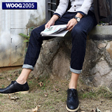 WOOG2005男士小脚裤牛仔裤 男 弹力修身2016秋季韩版深蓝色长裤