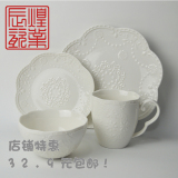 纯白色骨瓷碗碟套装碗盘子陶瓷器餐具套装单人家用特价中式简约
