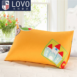 LOVO家纺罗莱出品枕头套一对棉质单人夏季卡通儿童枕套床用品两个
