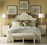 美式乡村宜家卧室实木雕花床 简约欧式白色做旧1.5米双人现代婚床