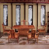 红木家具新款原木雕花仿古中式非洲花梨木刺猬木战国茶台桌椅组合