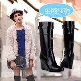 女式雨鞋韩版尖头防滑时尚套鞋雨靴高筒坡跟高跟长水鞋骑士马靴