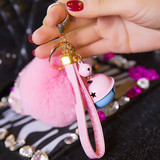 韩国獭兔毛球铃铛多选择色钥匙扣挂件可爱毛绒挂饰女士包包挂件