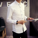 白衬衫男长袖修身款韩版衬衣男士衬衫长袖衬衫休闲衬衫男春季衬衫