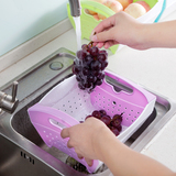 百露厨房可折叠水果沥水篮 果蔬收纳篮 塑料置物沥水篮洗菜筛碗架