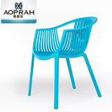 奥普拉 简约时尚餐椅 会客洽谈加大扶手塑料椅 欧美设计创意椅子