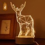 子兰仿水晶台灯3D立体创意灯led生日礼物小鹿卧室灯床头台灯
