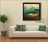 定制高档风景油画巨人山 欧式客厅玄关装饰画 纯手绘油画风水靠山