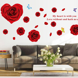 立体感大红玫瑰蝴蝶墙贴纸卧室床头婚房布置创意浪漫喜兴装饰贴花