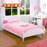 实木儿童床女孩欧式公主单人床1.2米小孩床儿童房家具白色实木床