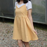 新款小个子日系甜美高腰显瘦公主裙a字短裙黄色格子吊带连衣裙夏