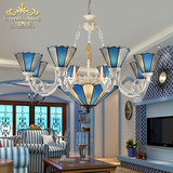 欧式吊灯客厅灯大气蒂凡尼地中海卧室灯美式复古艺术餐厅灯饰蓝色