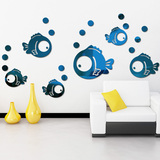 创意3D小鱼镜面亚克力墙贴幼儿园教室布置儿童房装饰墙贴浴室贴画