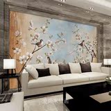 欧式复古田园客厅电视背景墙纸 美式树枝现代中式花鸟3d大型壁画