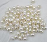 DIY半孔裸珠6-11mm白色天然淡水珍珠 米形水滴形颗粒珠散珠