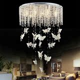 欧式水晶灯圆形吸顶时尚创意客厅灯具儿童房公主卧室蝴蝶天使吊灯