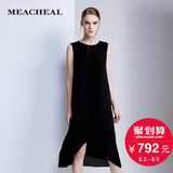 MEACHEAL米茜尔 黑色中长款连衣裙 专柜正品2016夏季新款女装