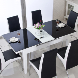 简约现代多功能可伸缩折叠餐桌椅组合火锅钢化玻璃小户型实木餐台