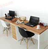 长桌子办公桌双人电脑桌台式家用简约现代宜家带抽屉双人书桌定制