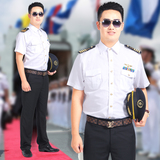 海军衫 短袖 飞行员制服男衬衣 男士修身职业装长袖衬衣白色打底