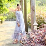 2016春夏优质棉麻两件套中国风唐装女改良复古连衣裙长款套装长裙