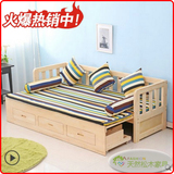 家具沙发床全实木松木组装沙发可推拉伸缩卧室小户型两用沙发田园