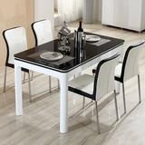 黑白烤漆餐桌钢化玻璃餐桌椅组合小户型简约现代家用餐桌台饭桌子