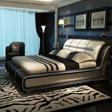定制软体床现代简约皮床真皮床双人床加宽2米2.2米大床1.8米婚床
