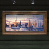 帆船风景客厅装饰画欧式客厅挂画现代油画有框沙发背景壁画办公室