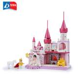 公主城堡拼装积木玩具女孩生日礼物小屋粉色房子儿童3-6周岁马车