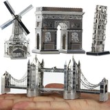 金属拼图比萨斜塔大本钟手工DIY拼插玩具3D立体拼图建筑模型合金