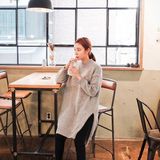CherryKOKO韩国代购女 2015冬韩范侧开叉保暖绒毛直筒针织连衣裙