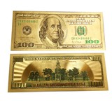 24k金箔纪念钞 彩印100美金纸币 双面货币礼品钱币 外国钱收藏