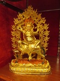 藏传佛教 国产仿尼泊尔手工艺佛像全鎏金吉祥天母高34cm