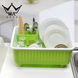 环保无毒超大号厨房塑料碗柜沥水碗架双层有盖带出水