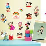 儿童房大嘴猴卡通可移除墙面装饰贴画拉杆箱柜门冰箱贴纸动漫墙贴